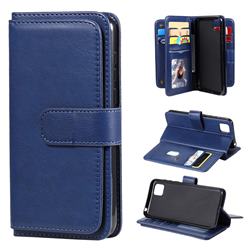 Multi-function Ten Card Slots and Photo Frame PU Leather Wallet Phone Case Cover for Huawei Y5p - Dark Blue