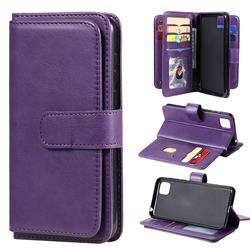 Multi-function Ten Card Slots and Photo Frame PU Leather Wallet Phone Case Cover for Huawei Y5p - Violet