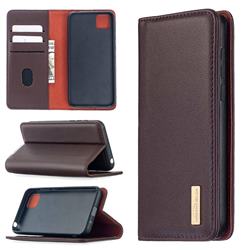 Binfen Color BF06 Luxury Classic Genuine Leather Detachable Magnet Holster Cover for Huawei Y5p - Dark Brown