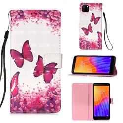 Rose Butterfly 3D Painted Leather Wallet Case for Huawei Y5p