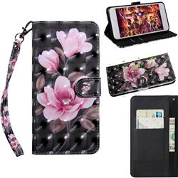 Black Powder Flower 3D Painted Leather Wallet Case for Huawei Y5p