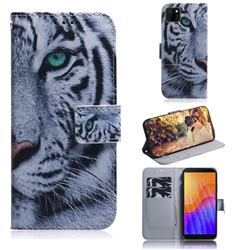 White Tiger PU Leather Wallet Case for Huawei Y5p