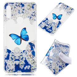 Blue Butterfly Flower Super Clear Soft TPU Back Cover for Huawei Y6 (2019)