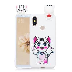 Cute Pink Kitten Soft 3D Climbing Doll Soft Case for Huawei Y6 (2019)