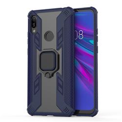 Predator Armor Metal Ring Grip Shockproof Dual Layer Rugged Hard Cover for Huawei Y6 (2019) - Blue