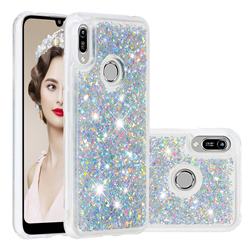 Dynamic Liquid Glitter Quicksand Sequins TPU Phone Case for Huawei Y6 (2019) - Silver