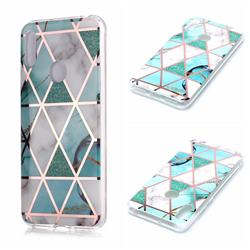 Green White Galvanized Rose Gold Marble Phone Back Cover for Huawei Y6 (2019)