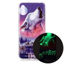 Wolf Howling Noctilucent Soft TPU Back Cover for Huawei Y6 (2019)