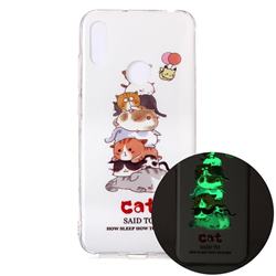 Cute Cat Noctilucent Soft TPU Back Cover for Huawei Y6 (2019)