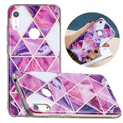Purple Dream Triangle Painted Marble Electroplating Protective Case for Huawei Y6 (2019)