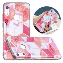 Cherry Glitter Painted Marble Electroplating Protective Case for Huawei Y6 (2019)