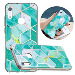 Green Glitter Painted Marble Electroplating Protective Case for Huawei Y6 (2019)