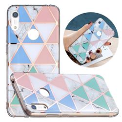 Fresh Triangle Painted Marble Electroplating Protective Case for Huawei Y6 (2019)
