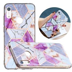 Purple and White Painted Marble Electroplating Protective Case for Huawei Y6 (2019)