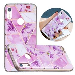 Purple Flower Painted Marble Electroplating Protective Case for Huawei Y6 (2019)