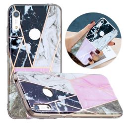 Pink and Black Painted Marble Electroplating Protective Case for Huawei Y6 (2019)
