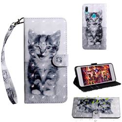 Smiley Cat 3D Painted Leather Wallet Case for Huawei Y6 (2019)