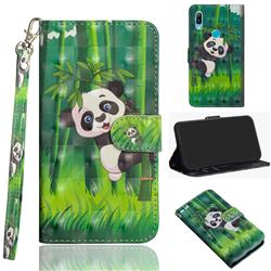 Climbing Bamboo Panda 3D Painted Leather Wallet Case for Huawei Y6 (2019)