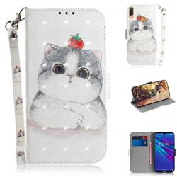 Cute Tomato Cat 3D Painted Leather Wallet Phone Case for Huawei Y6 (2019)