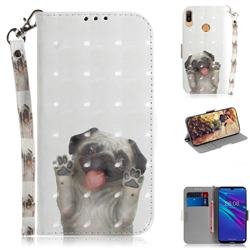 Pug Dog 3D Painted Leather Wallet Phone Case for Huawei Y6 (2019)