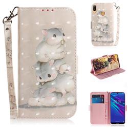 Three Squirrels 3D Painted Leather Wallet Phone Case for Huawei Y6 (2019)