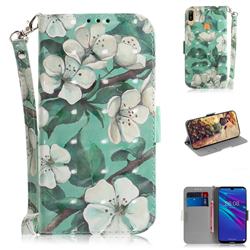Watercolor Flower 3D Painted Leather Wallet Phone Case for Huawei Y6 (2019)