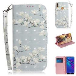 Magnolia Flower 3D Painted Leather Wallet Phone Case for Huawei Y6 (2019)