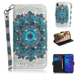 Peacock Mandala 3D Painted Leather Wallet Phone Case for Huawei Y6 (2019)