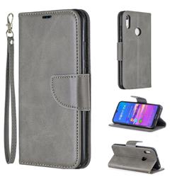 Classic Sheepskin PU Leather Phone Wallet Case for Huawei Y6 (2019) - Gray