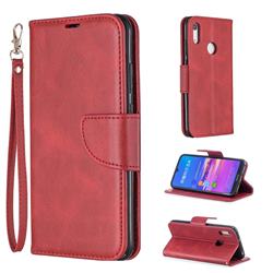 Classic Sheepskin PU Leather Phone Wallet Case for Huawei Y6 (2019) - Red