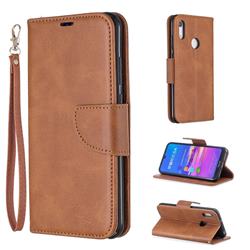 Classic Sheepskin PU Leather Phone Wallet Case for Huawei Y6 (2019) - Brown