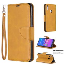 Classic Sheepskin PU Leather Phone Wallet Case for Huawei Y6 (2019) - Yellow