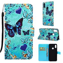 Love Butterfly Matte Leather Wallet Phone Case for Huawei Y6 (2019)