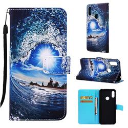 Waves and Sun Matte Leather Wallet Phone Case for Huawei Y6 (2019)