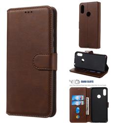 Retro Calf Matte Leather Wallet Phone Case for Huawei Y6 (2019) - Brown