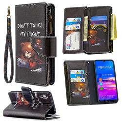 Chainsaw Bear Binfen Color BF03 Retro Zipper Leather Wallet Phone Case for Huawei Y6 (2019)