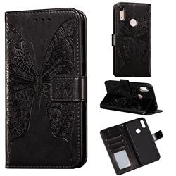Intricate Embossing Vivid Butterfly Leather Wallet Case for Huawei Y6 (2019) - Black