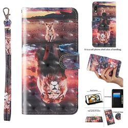 Fantasy Lion 3D Painted Leather Wallet Case for Huawei Y6 (2019)