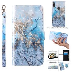Milky Way Marble 3D Painted Leather Wallet Case for Huawei Y6 (2019)