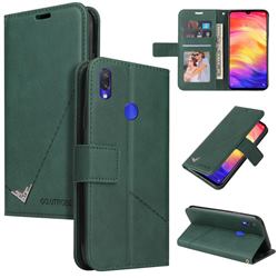 GQ.UTROBE Right Angle Silver Pendant Leather Wallet Phone Case for Huawei Y6 (2019) - Green