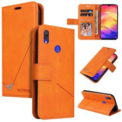 GQ.UTROBE Right Angle Silver Pendant Leather Wallet Phone Case for Huawei Y6 (2019) - Orange