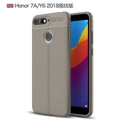 Luxury Auto Focus Litchi Texture Silicone TPU Back Cover for Huawei Y6 (2018) - Gray