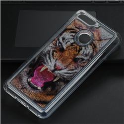 Tiger Glassy Glitter Quicksand Dynamic Liquid Soft Phone Case for Huawei Y6 (2018)