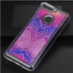 Blue and White Glassy Glitter Quicksand Dynamic Liquid Soft Phone Case for Huawei Y6 (2018)