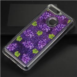 Purple Grape Glassy Glitter Quicksand Dynamic Liquid Soft Phone Case for Huawei Y6 (2018)