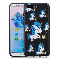 Blue Unicorn 3D Embossed Relief Black Soft Back Cover for Huawei Y6 (2018)