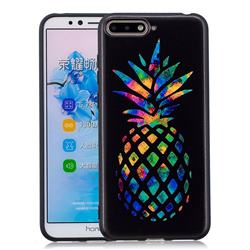 Colorful Pineapple 3D Embossed Relief Black Soft Back Cover for Huawei Y6 (2018)