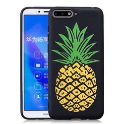 Big Pineapple 3D Embossed Relief Black Soft Back Cover for Huawei Y6 (2018)