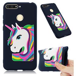 Rainbow Unicorn Soft 3D Silicone Case for Huawei Y6 (2018) - Navy