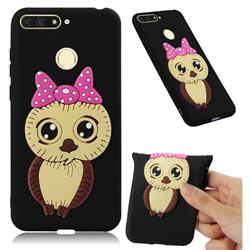 Bowknot Girl Owl Soft 3D Silicone Case for Huawei Y6 (2018) - Black